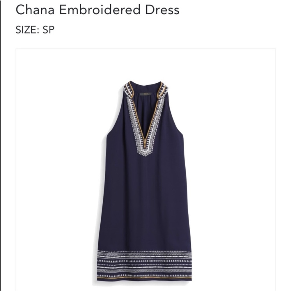 THML Navy and White Embroidered Mini Dress